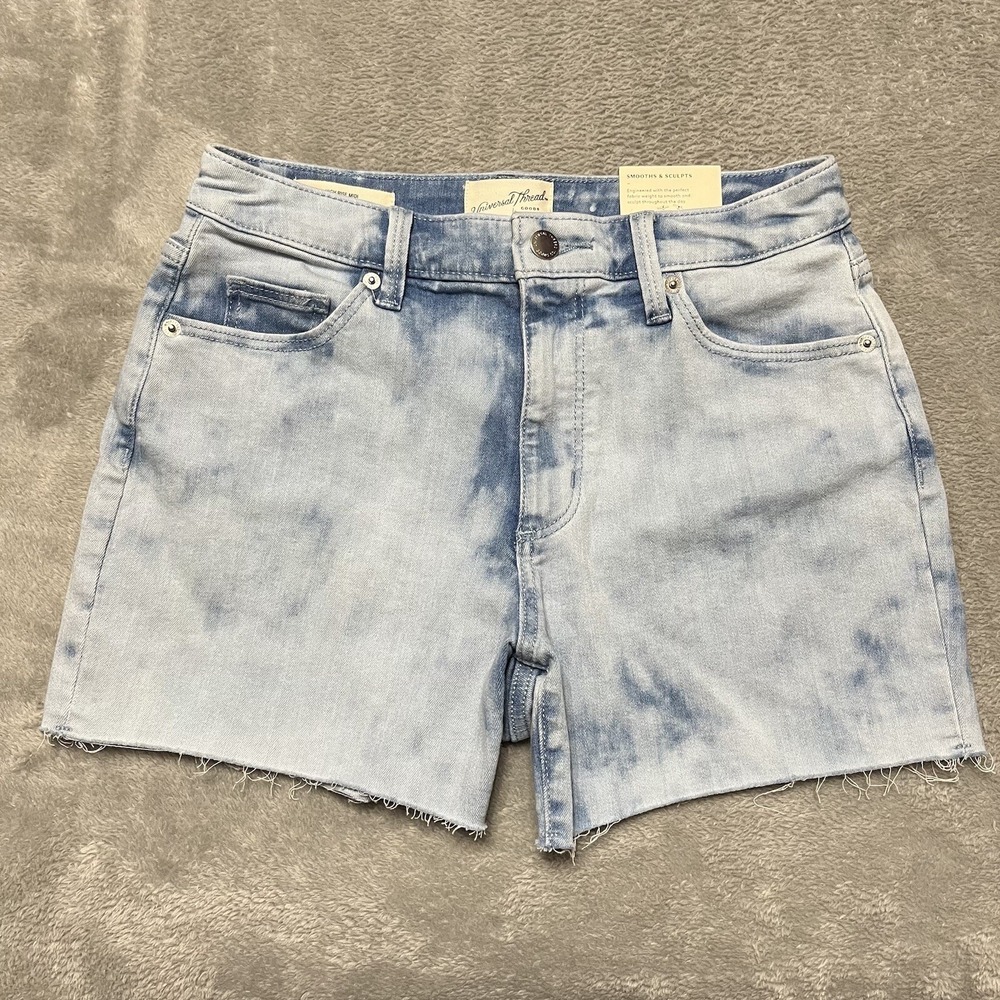 Universal Thread Shorts Womens 27 Blue‎ Cutoffs High Rise Midi 4" Inseam Denim
